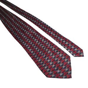 Ron Chereskin 100 Silk Geometric Tie Red Navy White Office Business Dress Suit